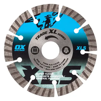 Ox Tools XLS-115/22 Ox Trade Xl Super - Turbo Segmented Diamond Blade - Concrete & Gp - 115/22.2