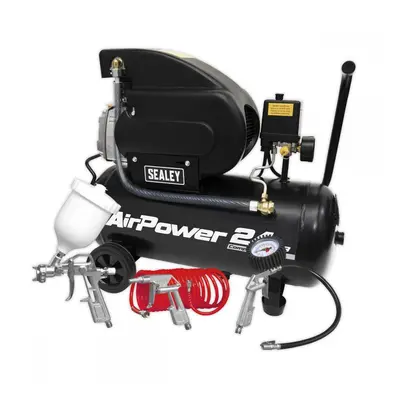 Sealey SAC2420APK Air Compressor 24L Direct Drive 2Hp With 4Pc Air Accessory Kit