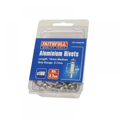 Faithfull Aluminium Rivets 3.2 X 10Mm Medium Pre-Pack Of 100