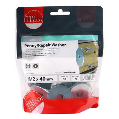 Timco 1240WHPZB Penny / Repair Washers - Zinc M12 X 40 TIMbag 50