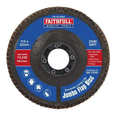 Faithfull Zirconia Abrasive Jumbo Flap Disc Za80 115Mm