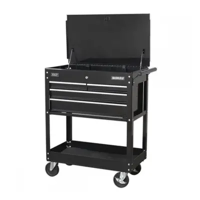 Sealey AP850MB Heavy-Duty Mobile Tool & Parts Trolley With 4 Drawers & Lockable Top - Black