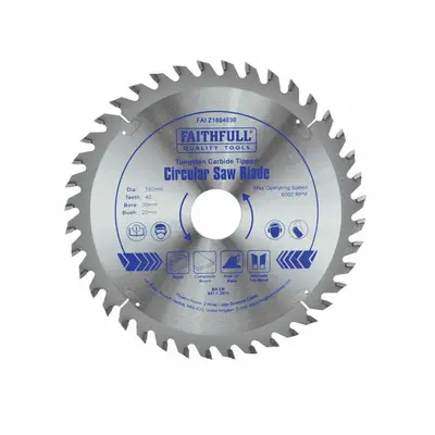 Faithfull FAIZ1804030 Tct Circular Saw Blade 180 X 30Mm X 40T Pos