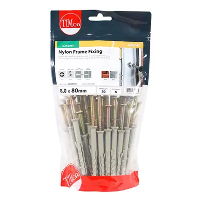 Timco 08080NFFB Nylon Frame Fixings - Pz - Zinc 8.0 X 80 TIMbag 50