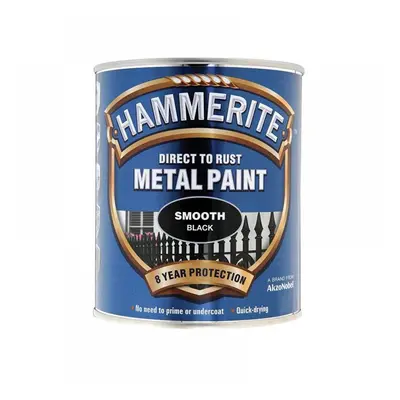 Hammerite 5092966 Direct To Rust Smooth Finish Metal Paint Black 750Ml