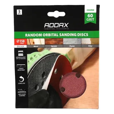 Timco 231084 Random Orbital Sanding Discs - 60 Grit - Red 150Mm Pack 5