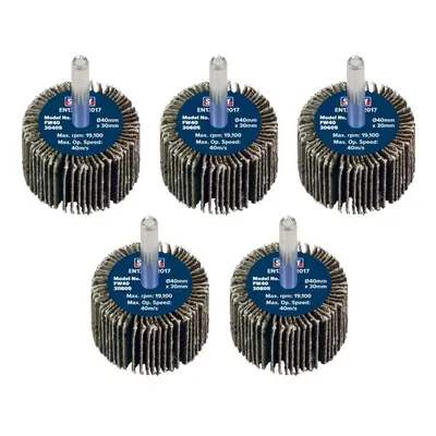 Sealey FW4030ASS Abrasive Flap Wheel Ø40 X 30Mm Ø6Mm Shaft Assorted Grit - Pack Of 5