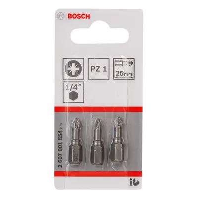 Bosch 2607001554 Extra Hard Pz1 Screwdriver Bits 25Mm (Pack Of 3)