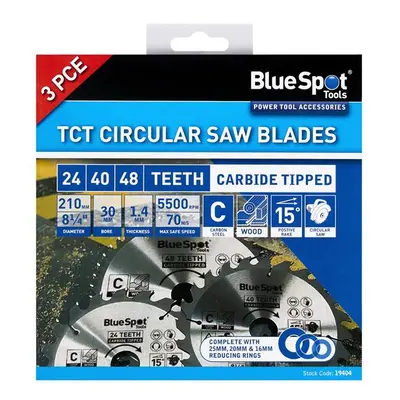 Bluespot Tools 19404 210Mm Circular Saw Blade Set 3 Piece