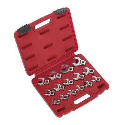 Sealey AK59891 Crowfts Foot Open-End Spanner Set 15Pc 3/8inSq Drive Metric