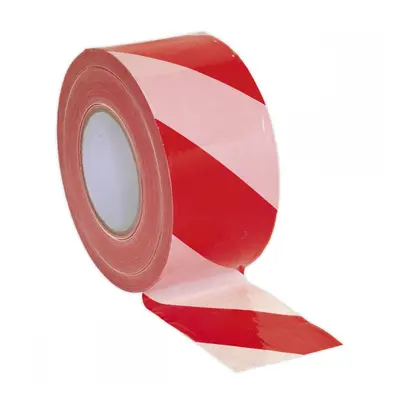 Sealey BTRW Hazard Warning Barrier Tape 80Mm X 100M Red/White Non-Adhesive