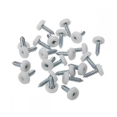 Sealey PTNP1 Numberplate Screw Plastic Enclosed Head 4.8 X 18Mm White Pack Of 50