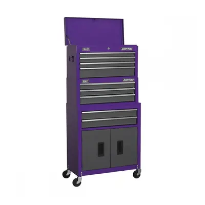 Sealey AP2200BBCPSTACK Topchest Mid-Box & Rollcab 9 Drawer Stack - Purple