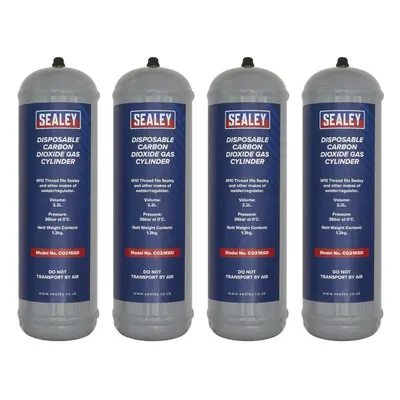 Sealey CO21KGD4 1.3Kg Disposable Carbon Dioxide Gas Cylinder - Pack Of 4