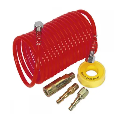 Sealey AHK03 Air Hose Kit 5M X Ø5Mm Pe Coiled With Connectors