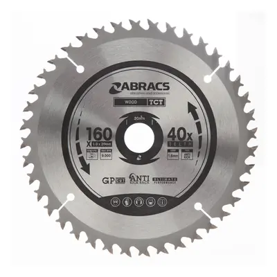 Abracs Tctc16040 Tct Cordless Circular Saw Blade For Wood 160 X 20Mm X 40T