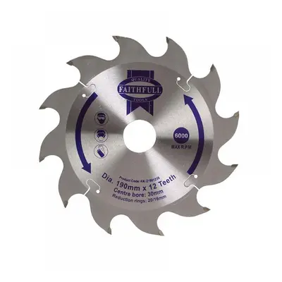 Faithfull FAIZ1901230 Tct Circular Saw Blade 190 X 30Mm X 12T Pos