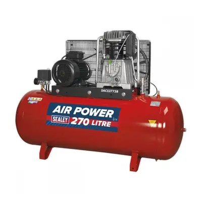 Sealey SAC52775B Air Compressor 270L Belt Drive 7.5Hp 3Ph 2-Stage With Cast Cylinders