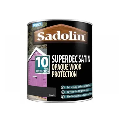 Sadolin 5028828 Superdec Opaque Wood Protection Black Satin 1 Litre