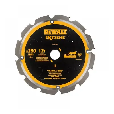 Dewalt DT1474-QZ Extreme Pcd Fibre Cement Saw Blade 250 X 30Mm X 12T