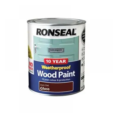 Ronseal 38774 10 Year Weatherproof Wood Paint Dark Oak Gloss 750Ml