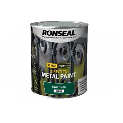 Ronseal 39202 Direct To Metal Paint Rural Green Gloss 750Ml