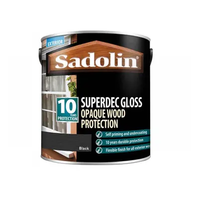 Sadolin 5028854 Superdec Opaque Wood Protection Black Gloss 2.5 Litre