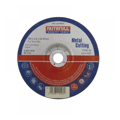 Faithfull Depressed Centre Metal Cutting Disc 180 X 3.2 X 22.23Mm