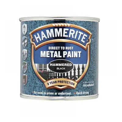 Hammerite 5084792 Direct To Rust Hammered Finish Metal Paint Black 250Ml