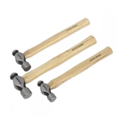 Sealey AK203 Ball Pein Hammer Set 3Pc Hickory Shafts