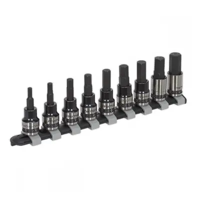 Sealey AK7986 Hex Key Socket Bit Set 9Pc 3/8inSq Drive Metric Black