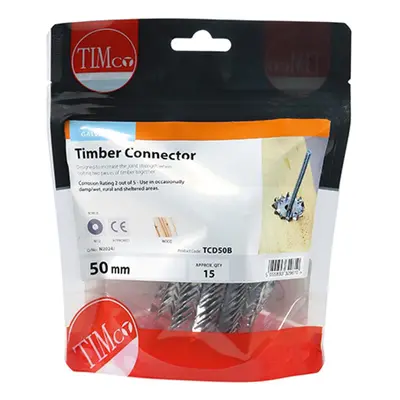 Timco TCD50B Timber Connectors - Double Sided - Galvanised 50Mm / M12 TIMbag 15