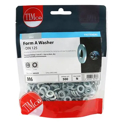 Timco 6WHAZB Form A Washers - Zinc M6 TIMbag 500