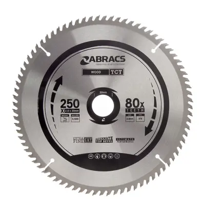 Abracs Tct25080 Tct Circular Saw Blade For Wood 250 X 30Mm X 80T