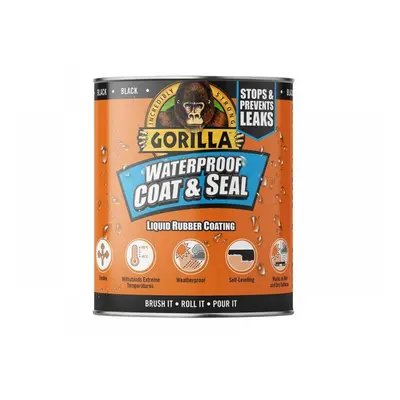 Gorilla Glue 3244031 Waterproof Coat & Seal Liquid Rubber Coating Black 946Ml