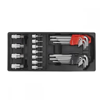 Sealey TBT07 Tool Tray With Hex/Ball-End Hex Keys & Socket Bit Set 29Pc