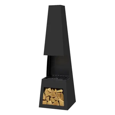 Sealey DG107 Dellonda Outdoor Chiminea Fireplace Fire Pit Heater Firewood Storage Black Steel