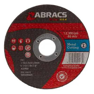 Abracs Proflex Flat Metal Cutting Discs 115Mm X 3Mm (25 Pack)