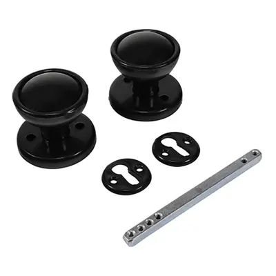 Timco RPKSB Plastic Rim / Mortice Knob Set - Black 50Mm Plain Bag 1