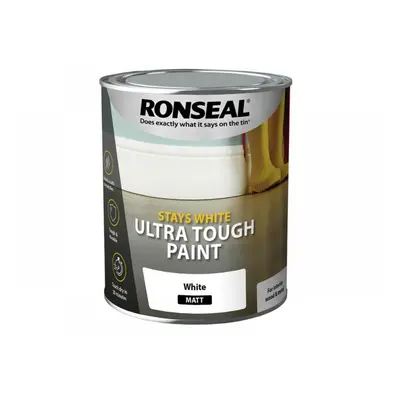 Ronseal 37526 Stays White Ultra Tough Paint Matt White 750Ml