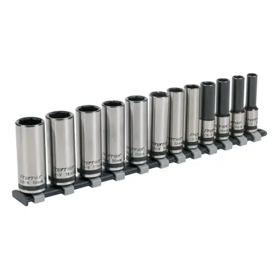 Sealey AK2744B Socket Set 12Pc 3/8inSq Drive Deep Lock-On™ 6Pt Metric - Black Series