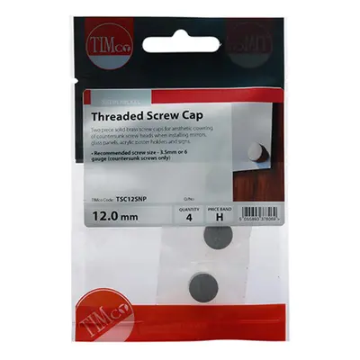 Timco TSC12SNP Threaded Screw Caps - Solid Brass - Satin Nickel 12Mm TIMpac 4