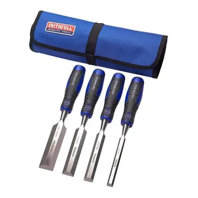 Faithfull Soft Grip Chisel Set + Chisel Roll 4 Piece