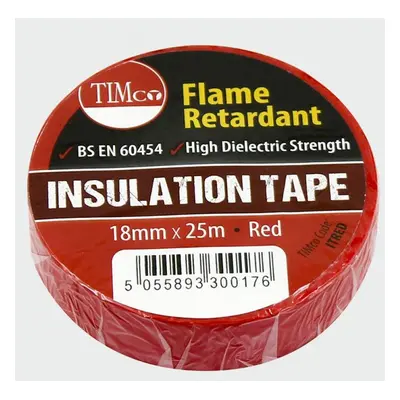 Timco ITRED Pvc Insulation Tape - Red 25M X 18Mm Roll Pack 10