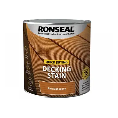 Ronseal 39076 Quick Drying Decking Stain Rich Mahogany 2.5 Litre