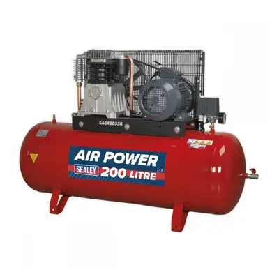 Sealey SAC42055B Air Compressor 200L Belt Drive 5.5Hp 3Ph 2-Stage With Cast Cylinders