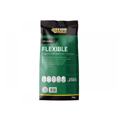 Everbuild Sika 486465 730 Uniflex Hygienic Tile Grout Grey 5Kg