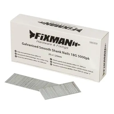 Fixman 585359 Galvanised Smooth Shank Nails 18G 5000Pk 25 X 1.25Mm Each 5000