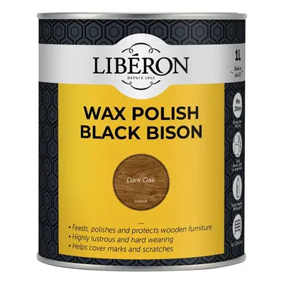 Liberon 126884 Black Bison Wax Paste Dark Oak 1Kg