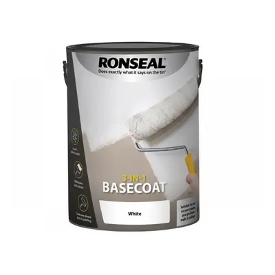 Ronseal 39400 3-In-1 Basecoat White 5 Litre